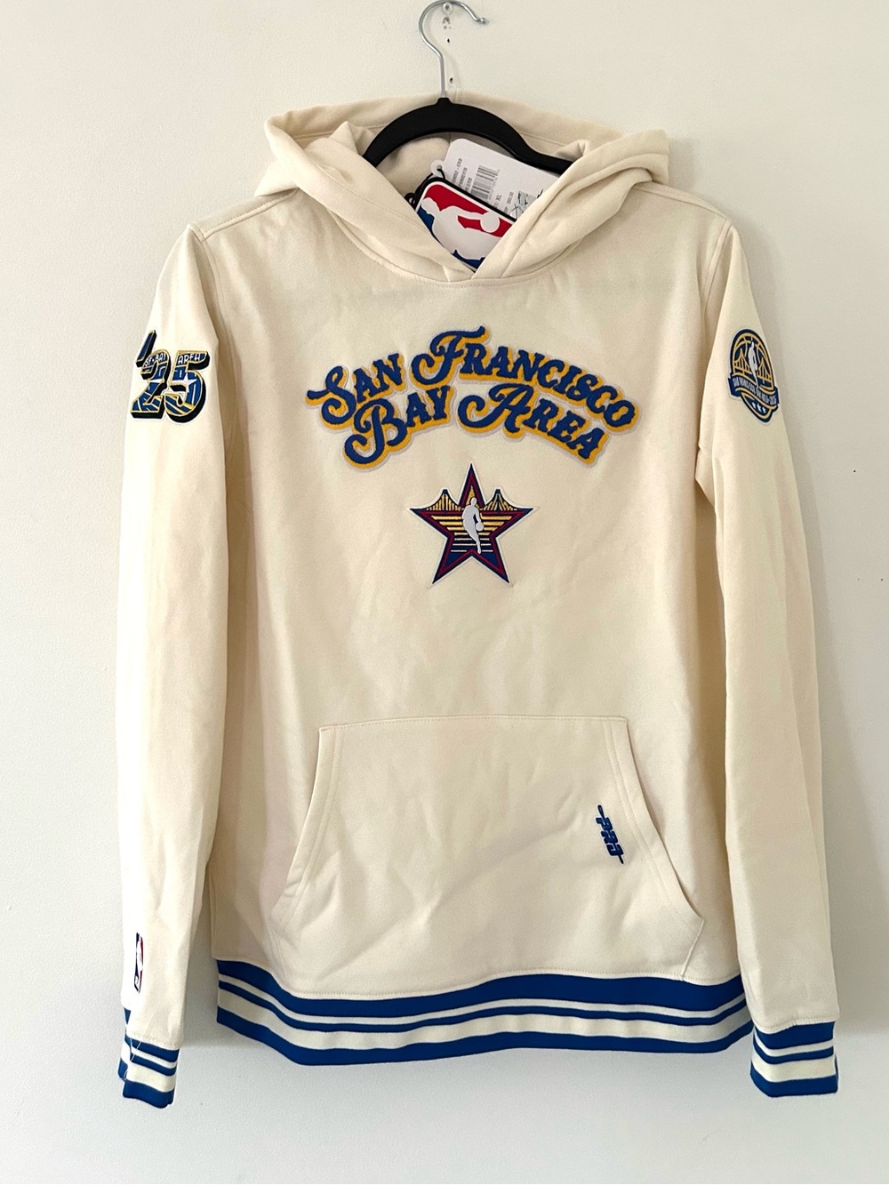 San Francisco Bay Area Kids Hoodie in Cream with Blue Trim